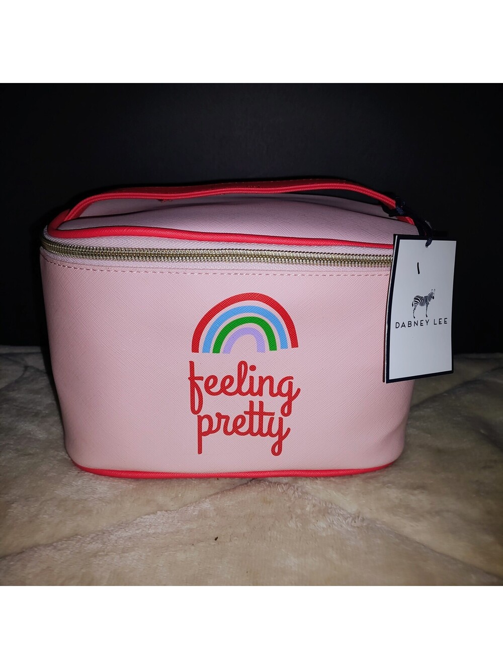NWT Dabney Lee Pink On Pink / Rainbow Makeup Cosmetic Bag " Feeling Pretty” !!